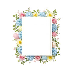 Easter Floral Frame With Eggs And Flowers