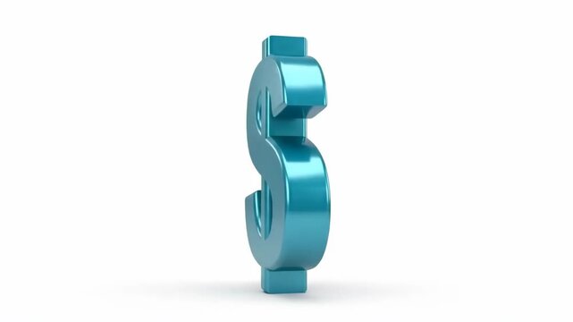 A teal-colored 3D dollar sign graphic on a white background
