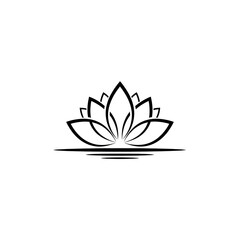 Fototapeta premium Minimalist Lotus Flower Logo on Water Line for Wellness and Spa Branding
