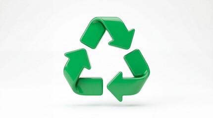 Obraz premium Glossy three dimensional green recycling symbol representing sustainable living and eco awareness