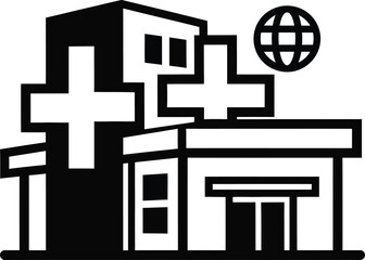 Obraz premium hospital building with cross and globe