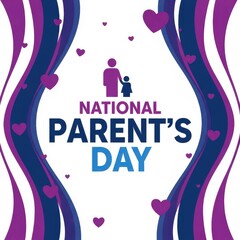 National parents day celebration graphic with purple and blue design