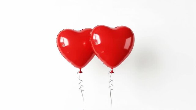 A romantic featuring two red balloons on a white background for Valentine's Day