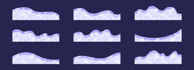 Shape separator curve for wave divider footer and website sparkle glitter. Cute gradation dream for unicorn vector banner and design web page. Shape header bottom for wave cloud corner © alia.kurianova