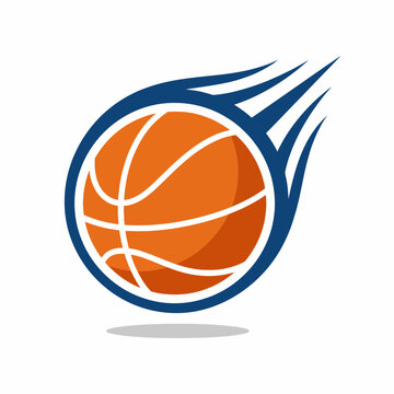 This image showcases a modern logo featuring a dynamic basketball, symbolizing speed and energy, capturing the essence of the sport's excitement and athleticism.