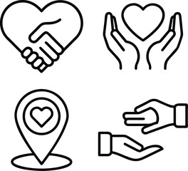 Obraz premium Icon set showing different ways to give and share love