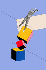 Trend artwork collage template composite sketch of combination figure mass geometry shapes young...