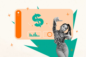 Sketch design 3D photo collage of money economy budget finance income stats graphics trade success...