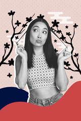 3D collage design trend artwork sketch of japanese culture ornament texture design pattern young...