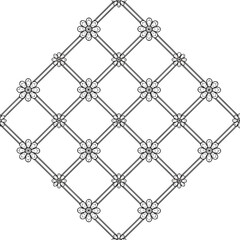 Seamless Geometric Floral Lattice Pattern with Decorative Flower Elements