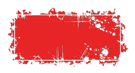 Red distressed rectangle with white border and splatters, perfect for grunge design elements