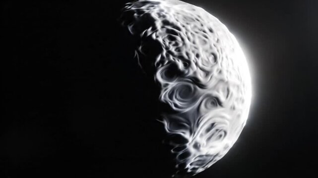 A sliver of the moon shines brightly against the deep, velvety blackness of the night sky, creating a serene and mysterious atmosphere.