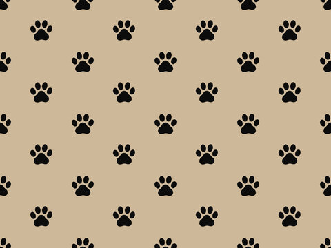 Ccat footprints repeating over a light brown background for pet design