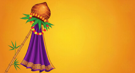 Fototapeta premium Traditional Gudi Padwa Celebration Banner with Cultural Elements