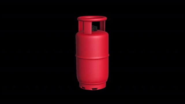 LPG gas cylinder animated icon with smooth 8 second motion and transparent background. Ideal for energy, cooking gas supply, fuel industry visuals, household utilities, and safety awareness graphics.