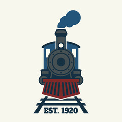 A vintage style illustration of a train engine, emphasizing the importance of railways in history and transportation, captured in a classic and charming visual representation. © Shufen