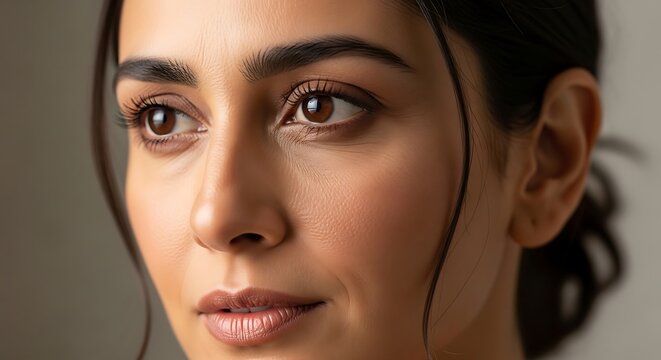 Close Up Woman Face Soft Lighting Eyelashes
