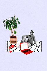 Sketch image artwork composite 3D photo collage of human resources manager recruitment young man...