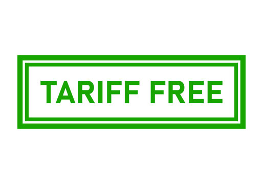 Sello verde con el texto libres aranceles sobre fondo blanco