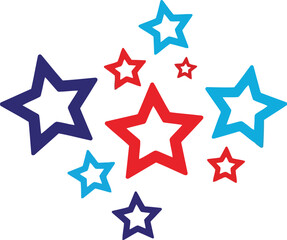 Obraz premium Patriotic American Star Shapes Collection for Fourth of July Design