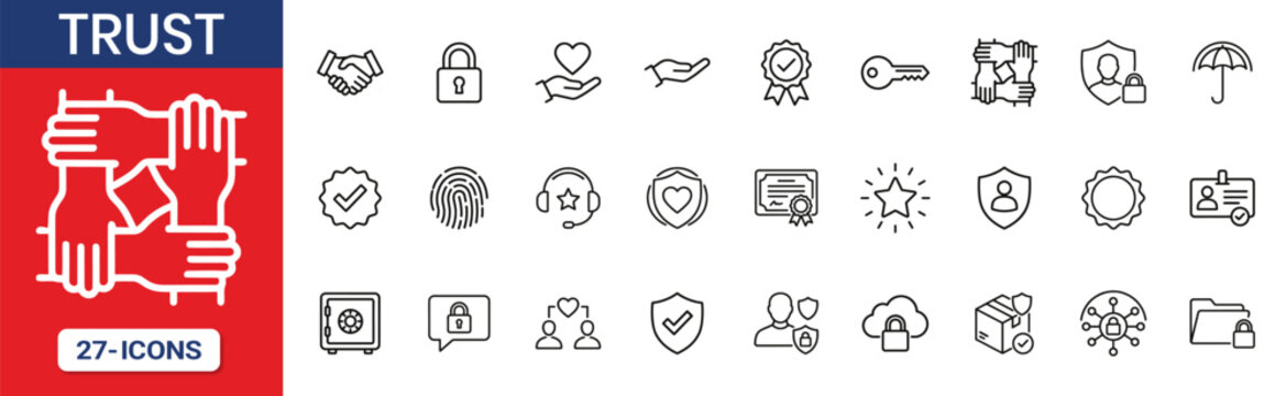 Trust Thin Line Icon Set
