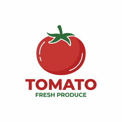 Obraz premium A vibrant red tomato logo representing fresh produce with bold text. This image captures the essence of farming, nutrition, and healthy eating for your business branding needs.