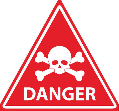 Danger Skull and Crossbones Warning Sign on White Background trian illustration