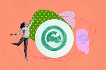 Banner full photo trend image collage of happy pretty girl dance martini glass gin beverage...