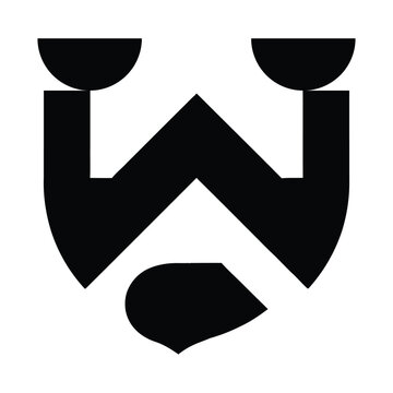 Abstract Letter W Minimalist Shield Logo Design.