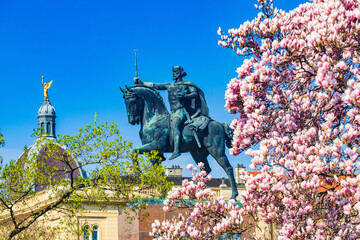 King Tomislav square in Zagreb, Croatia, springtime magnolia blossom © ilijaa