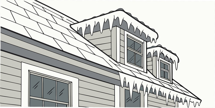 a drawing of a house with a dormer window Vector