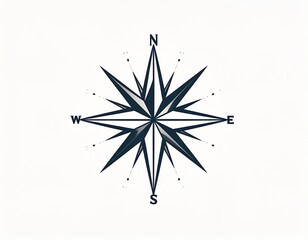 Obraz premium Minimal vector icon of a compass star with sharp geometric points and small direction