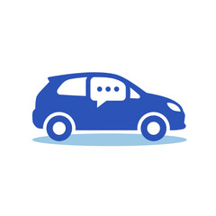 Fototapeta premium A modern car silhouette integrated with a speech bubble, symbolizing communication and mobility, ideal for automotive technology and messaging applications.