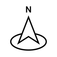 Black North Compass Navigation Arrow Icon for Map Direction and Orientation isolated on transparent background pointer location guide position travel © R.TREANDS