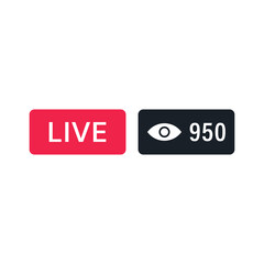 Obraz premium Red Live Stream Counter with Eye Icon and Viewer Statistics for Social Media isolated on transparent background broadcast audience watch view