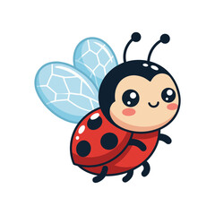 Fototapeta premium A cheerful ladybug character smiling with vibrant colors, symbolizing joy, positivity, and the simple pleasures of nature, making it a perfect representation of happiness.