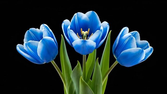 A vibrant showcasing a beautiful bouquet of blue tulips in full bloom