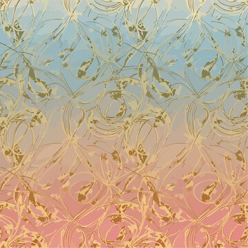 Abstract golden floral pattern on gradient background with artistic design and beautiful style