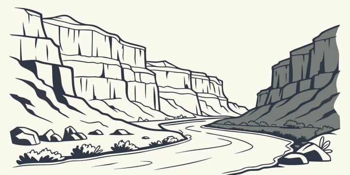 a rocky cliffside with a steep drop Vector