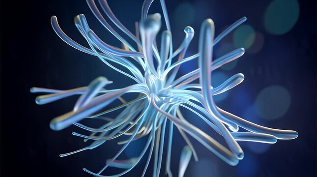 Abstract glowing blue floral design with flowing tendrils and a futuristic feel perfect for technology backgrounds digital art and modern branding concepts