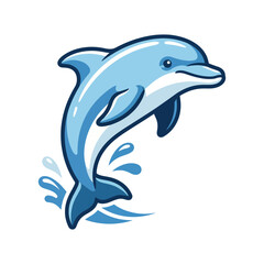 Obraz premium A playful illustration of a dolphin leaping gracefully from ocean waves, embodying joy and freedom. This vibrant image captures a moment of nature's beauty and energy.