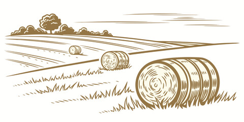 a large hay bale sitting in a field Vector © RABBY