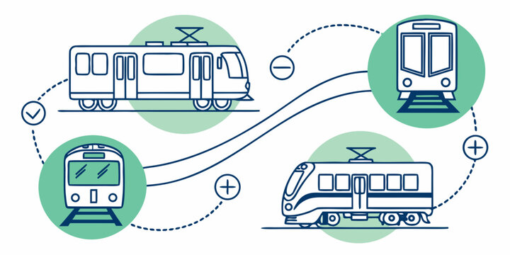 a diagram showing different types of trains Vector