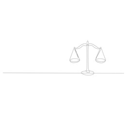 Fototapeta premium Line drawing of balance of law and justice. company logo in simple linear style about law. Vector illustration of scribble, law and justice vector