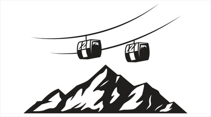 A minimalist black and white graphic of mountain cable cars Vector © MD ABDUL MOMIN