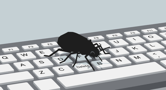 Black bug on keyboard on April Fool's Day prank