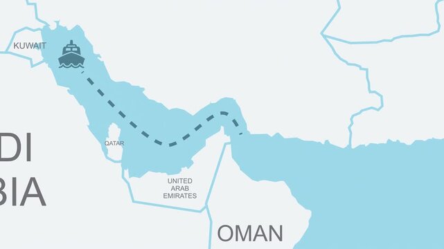 Shipping Route Disruption in the Persian Gulf, Strait of Hormuz Crisis Map Animation