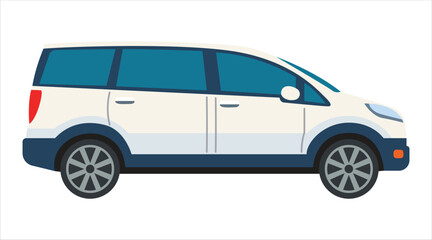 A side view illustration of a modern white minivan vehicle Vector