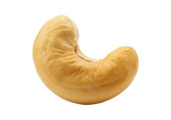 Single raw cashew nut isolated on white background food