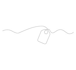 Fototapeta premium Continuous contour drawing Sale label, single line drawing, , hand drawn discount label, minimalist design. Sale sign, Editable stroke. Isolated. Vector illustration